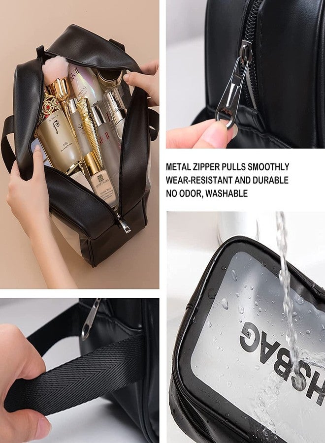 MOHAK 3PCS Toiletry Bag Set-Clear Wash Bag Transparent Toiletry Bags for Women Hanging Toiletries Bags Waterproof Plastic Makeup Bags with Zipper - Image 2